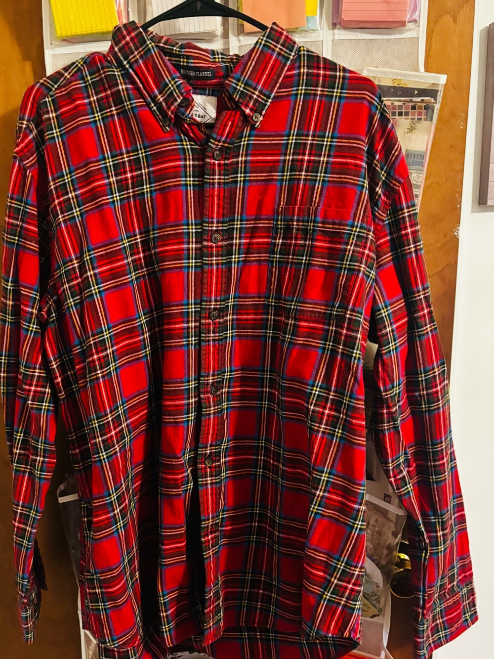 St. John's Bay Red Plaid Button-Down Shirt
